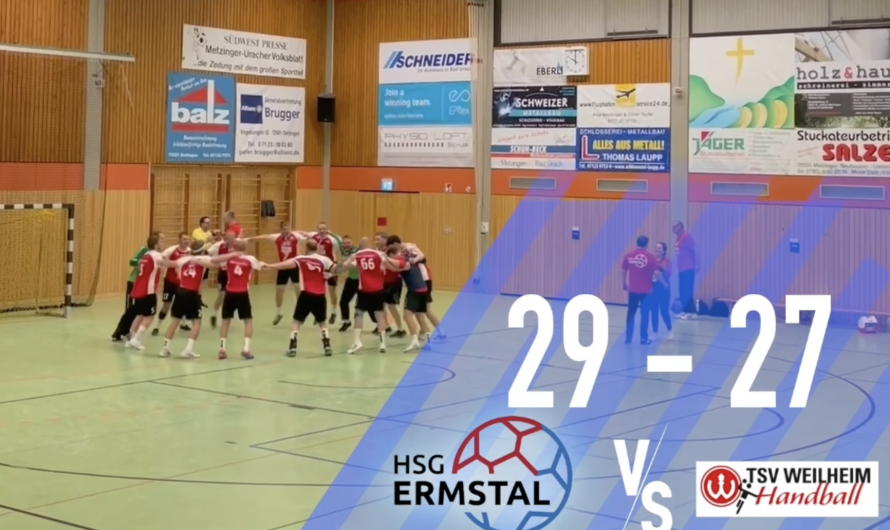 HSG Ermstal gewinnt Heimspiel gegen TSV Weilheim mit 29:27.